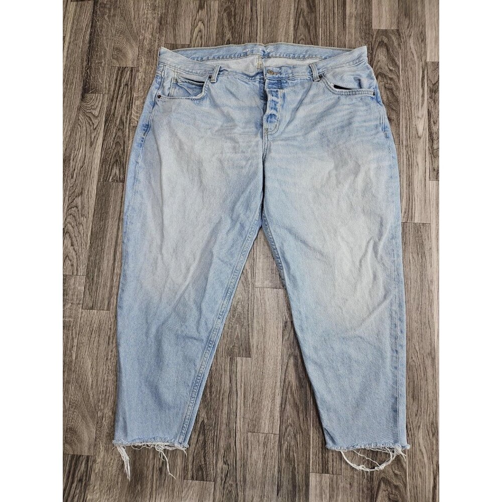 Old Navy Jeans Womens 18 Light Wash Slouch Tapered Button Fly Raw Hem High Rise
